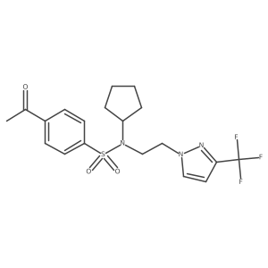 4-acetyl-N-cyclopentyl-N-(2-(3-(trifluoromethyl)-1H-pyrazol-1-yl)ethyl)benzenesulfonamide Structure