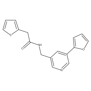 N-((5-(furan-2-yl)pyridin-3-yl)methyl)-2-(thiophen-2-yl)acetamide结构式