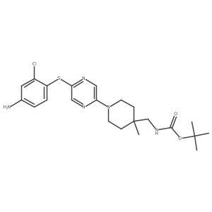 tert-Butyl ((1-(5-((4-amino-2-chlorophenyl)thio)pyrazin-2-yl)-4-methylpiperidin-4-yl)methyl)carbamate Structure