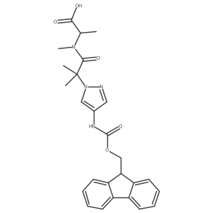 (2S)-2-{2-[4-({[(9H-fluoren-9-yl)methoxy]carbonyl}amino)-1H-pyrazol-1-yl]-N,2-dimethylpropanamido}propanoic acid Structure