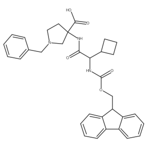 1-benzyl-3-[2-cyclobutyl-2-({[(9H-fluoren-9-yl)methoxy]carbonyl}amino)acetamido]pyrrolidine-3-carboxylic acid Structure