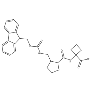 1-{3-[({[(9H-fluoren-9-yl)methoxy]carbonyl}amino)methyl]oxolane-2-amido}cyclobutane-1-carboxylic acid结构式