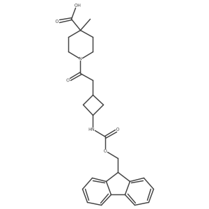 1-{2-[3-({[(9H-fluoren-9-yl)methoxy]carbonyl}amino)cyclobutyl]acetyl}-4-methylpiperidine-4-carboxylic acid Structure