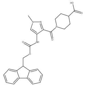 1-[4-({[(9H-fluoren-9-yl)methoxy]carbonyl}amino)-1-methyl-1H-pyrazole-3-carbonyl]piperidine-4-carboxylic acid结构式