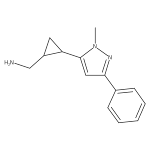 rac-[(1R,2R)-2-(1-methyl-3-phenyl-1H-pyrazol-5-yl)cyclopropyl]methanamine结构式
