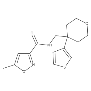 5-methyl-N-((4-(thiophen-3-yl)tetrahydro-2H-pyran-4-yl)methyl)isoxazole-3-carboxamide结构式