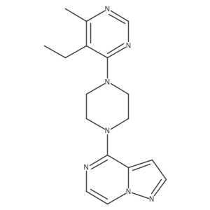 5-Ethyl-4-methyl-6-(4-{pyrazolo[1,5-a]pyrazin-4-yl}piperazin-1-yl)pyrimidine结构式