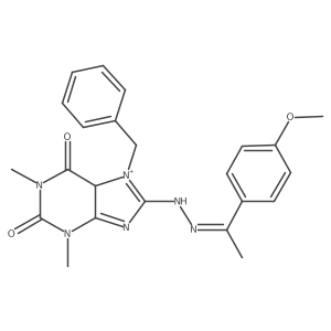7-benzyl-8-[(2Z)-2-[1-(4-methoxyphenyl)ethylidene]hydrazinyl]-1,3-dimethyl-5H-purin-7-ium-2,6-dione Structure