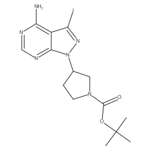 tert-Butyl 3-(4-amino-3-iodo-1H-pyrazolo[3,4-d]pyrimidin-1-yl)pyrrolidine-1-carboxylate结构式