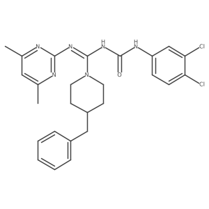 4-benzyl-N'-[(3,4-dichlorophenyl)carbamoyl]-N-(4,6-dimethylpyrimidin-2-yl)piperidine-1-carboximidamide结构式
