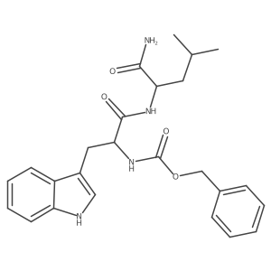 Benzyl ((S)-1-(((S)-1-amino-4-methyl-1-oxopentan-2-yl)amino)-3-(1H-indol-3-yl)-1-oxopropan-2-yl)carbamate Structure