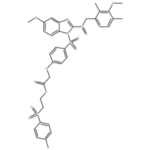 2-[(4-Methylphenyl)sulfonyl]ethyl 2-[4-[[5-methoxy-2-[[(4-methoxy-3,5-dimethyl-2-pyridinyl)methyl]sulfinyl]-1H-benzimidazol-1-yl]sulfonyl]phenoxy]acetate Structure