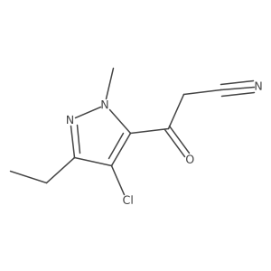 4-Chloro-3-ethyl-1-methyl-I(2)-oxo-1H-pyrazole-5-propanenitrile Structure