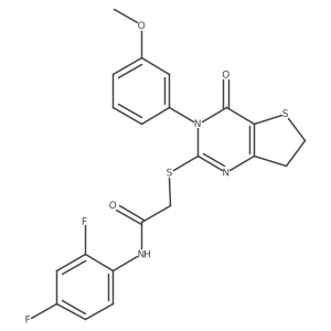 N-(2,4-difluorophenyl)-2-((3-(3-methoxyphenyl)-4-oxo-3,4,6,7-tetrahydrothieno[3,2-d]pyrimidin-2-yl)thio)acetamide结构式