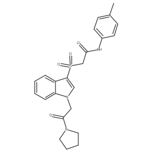 2-((1-(2-oxo-2-(pyrrolidin-1-yl)ethyl)-1H-indol-3-yl)sulfonyl)-N-(p-tolyl)acetamide结构式