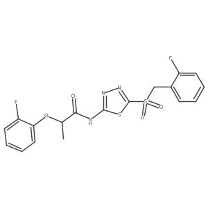 N-(5-((2-fluorobenzyl)sulfonyl)-1,3,4-thiadiazol-2-yl)-2-(2-fluorophenoxy)propanamide Structure