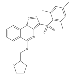 N-(tetrahydrofuran-2-ylmethyl)-3-[(2,4,6-trimethylphenyl)sulfonyl][1,2,3]triazolo[1,5-a]quinazolin-5-amine结构式