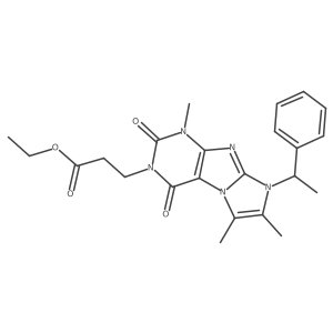 ethyl 3-(1,6,7-trimethyl-2,4-dioxo-8-(1-phenylethyl)-1H-imidazo[2,1-f]purin-3(2H,4H,8H)-yl)propanoate结构式