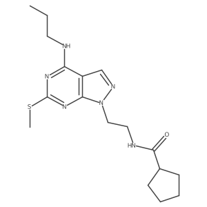 N-(2-(6-(methylthio)-4-(propylamino)-1H-pyrazolo[3,4-d]pyrimidin-1-yl)ethyl)cyclopentanecarboxamide结构式