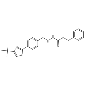 Benzyl 2-(4-(4-(tert-butyl)thiazol-2-yl)benzyl)hydrazine-1-carboxylate结构式