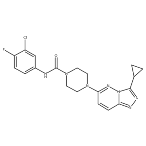N-(3-chloro-4-fluorophenyl)-4-(3-cyclopropyl-[1,2,4]triazolo[4,3-b]pyridazin-6-yl)piperazine-1-carboxamide结构式