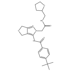 4-(tert-butyl)-N-(2-(2-oxo-2-(((tetrahydrofuran-2-yl)methyl)amino)ethyl)-4,6-dihydro-2H-thieno[3,4-c]pyrazol-3-yl)benzamide Structure