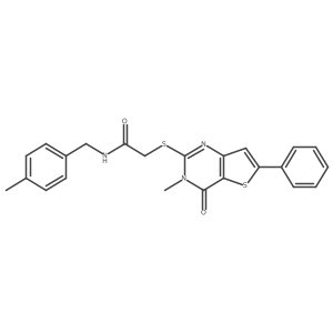 2-({3-methyl-4-oxo-6-phenyl-3H,4H-thieno[3,2-d]pyrimidin-2-yl}sulfanyl)-N-[(4-methylphenyl)methyl]acetamide Structure