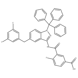 N-[5-(3,5-Difluoro-benzyl)-1-trityl-1H-indazol-3-yl]-4-fluoro-isophthalamic acid结构式