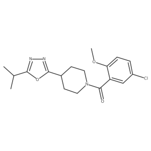 (5-Chloro-2-methoxyphenyl)(4-(5-isopropyl-1,3,4-oxadiazol-2-yl)piperidin-1-yl)methanone Structure