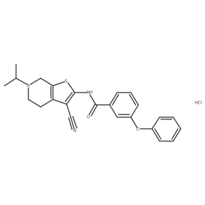 N-(3-cyano-6-isopropyl-4,5,6,7-tetrahydrothieno[2,3-c]pyridin-2-yl)-3-phenoxybenzamide hydrochloride结构式