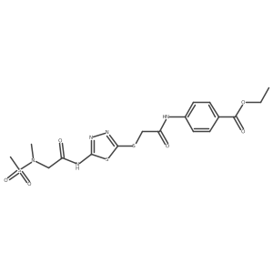 ethyl 4-(2-((5-(2-(N-methylmethylsulfonamido)acetamido)-1,3,4-thiadiazol-2-yl)thio)acetamido)benzoate Structure