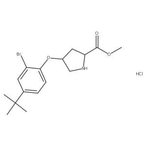 Methyl (2S,4S)-4-[2-bromo-4-(tert-butyl)phenoxy]-2-pyrrolidinecarboxylate hydrochloride结构式