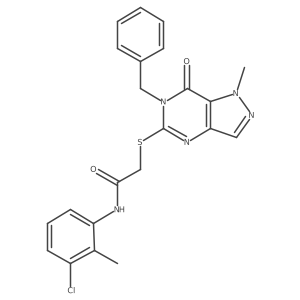 2-({6-benzyl-1-methyl-7-oxo-1H,6H,7H-pyrazolo[4,3-d]pyrimidin-5-yl}sulfanyl)-N-(3-chloro-2-methylphenyl)acetamide Structure