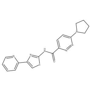 N-(4-(pyridin-2-yl)thiazol-2-yl)-6-(pyrrolidin-1-yl)pyridazine-3-carboxamide结构式