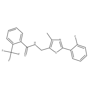 N-((2-(2-fluorophenyl)-4-methylthiazol-5-yl)methyl)-2-(trifluoromethyl)benzamide结构式