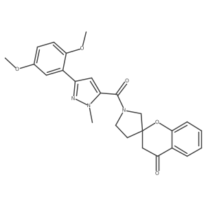1'-(3-(2,5-dimethoxyphenyl)-1-methyl-1H-pyrazole-5-carbonyl)spiro[chroman-2,3'-pyrrolidin]-4-one结构式