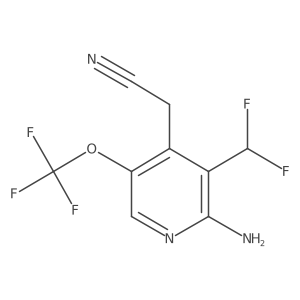 2-(2-Amino-3-(difluoromethyl)-5-(trifluoromethoxy)pyridin-4-yl)acetonitrile Structure