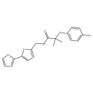 N-([2,2'-bifuran]-5-ylmethyl)-2-(4-chlorophenoxy)-2-methylpropanamide结构式