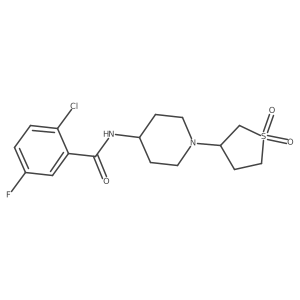 2-chloro-N-(1-(1,1-dioxidotetrahydrothiophen-3-yl)piperidin-4-yl)-5-fluorobenzamide结构式