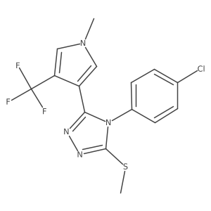 4-(4-chlorophenyl)-3-(methylsulfanyl)-5-[1-methyl-4-(trifluoromethyl)-1H-pyrrol-3-yl]-4H-1,2,4-triazole结构式