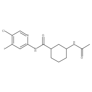 (1S,3R)-3-Acetamido-N-(5-chloro-4-iodopyridin-2-yl)cyclohexane-1-carboxamide Structure