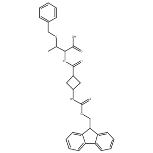 (2R,3S)-3-(benzyloxy)-2-{[(1rs,3rs)-3-({[(9H-fluoren-9-yl)methoxy]carbonyl}amino)cyclobutyl]formamido}butanoic acid Structure