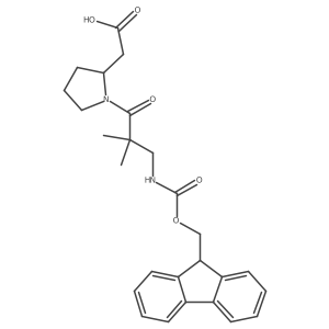 2-[(2R)-1-[3-({[(9H-fluoren-9-yl)methoxy]carbonyl}amino)-2,2-dimethylpropanoyl]pyrrolidin-2-yl]acetic acid Structure