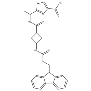 2-(1-{[3-({[(9H-fluoren-9-yl)methoxy]carbonyl}amino)cyclobutyl]formamido}ethyl)-1,3-thiazole-4-carboxylic acid Structure