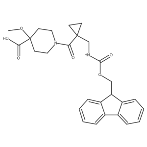 1-{1-[({[(9H-fluoren-9-yl)methoxy]carbonyl}amino)methyl]cyclopropanecarbonyl}-4-methoxypiperidine-4-carboxylic acid Structure