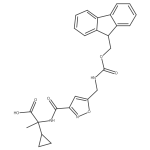 2-cyclopropyl-2-({5-[({[(9H-fluoren-9-yl)methoxy]carbonyl}amino)methyl]-1,2-oxazol-3-yl}formamido)propanoic acid Structure