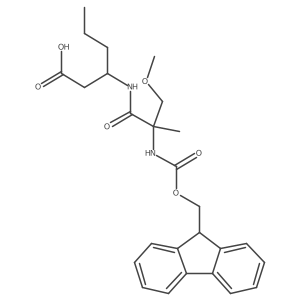 3-[2-({[(9H-fluoren-9-yl)methoxy]carbonyl}amino)-2-(methoxymethyl)propanamido]hexanoic acid Structure