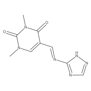 1,3-Dimethyl-5-[(E)-1H-1,2,4-triazol-5-yliminomethyl]pyrimidine-2,4-dione Structure