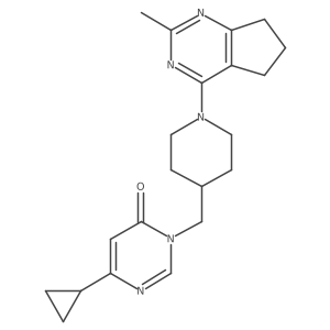 6-cyclopropyl-3-[(1-{2-methyl-5H,6H,7H-cyclopenta[d]pyrimidin-4-yl}piperidin-4-yl)methyl]-3,4-dihydropyrimidin-4-one结构式