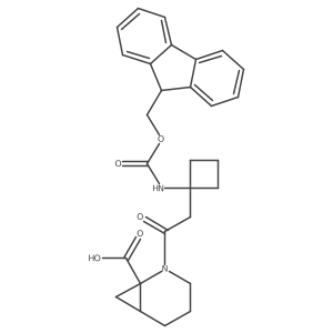 rac-(1R,6S)-2-{2-[1-({[(9H-fluoren-9-yl)methoxy]carbonyl}amino)cyclobutyl]acetyl}-2-azabicyclo[4.1.0]heptane-1-carboxylic acid结构式